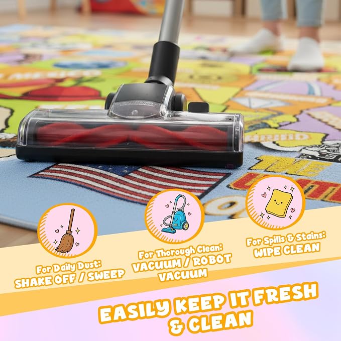 Educational USA Map Area Rug 3x5, Playroom Bedroom Classroom Rug - Image 6