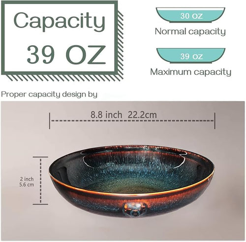 39 oz Ceramic Bowl Set, Salad Bowl, Pasta Bowl, Serving Bowl, Dinner Bowl - Image 2