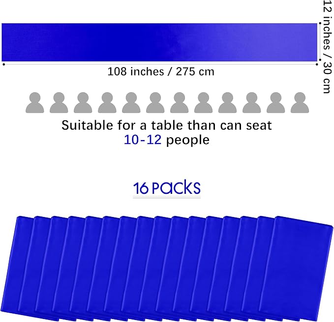 Aneco 16 Pack Satin Table Runner 12 x 108 Inch Dark Blue Long Wedding Satin - Image 2