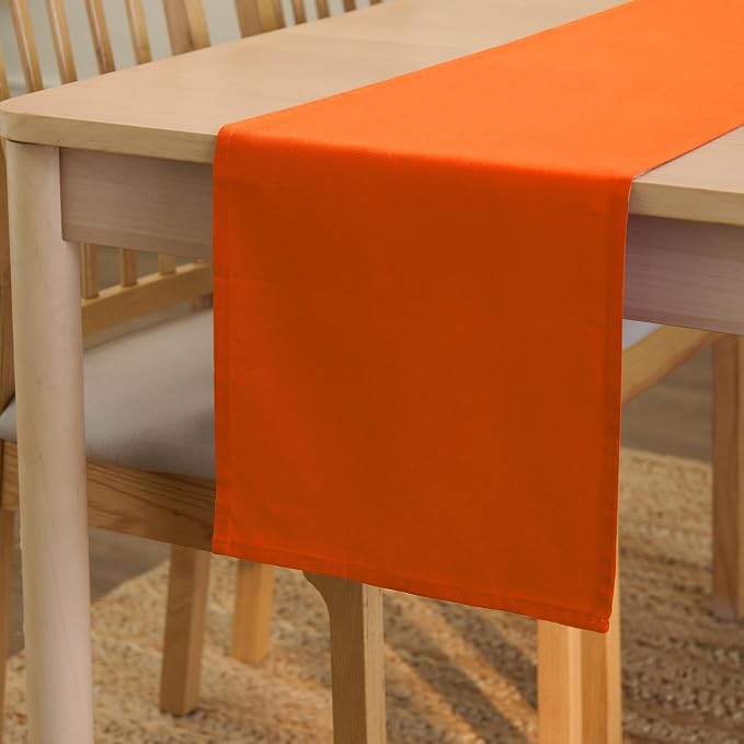 Encasa XO Table Runner, Cotton Canvas Dining Runner 13"x91" | Orange, 180 GSM by EncasaXO