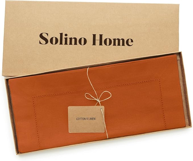 Solino Home Cotton Linen Dining Table Runner Cinnamon Woven, 14 x 108 in | - Image 4