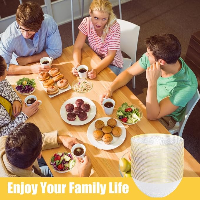 50 Pack 12 Ounce Clear Plastic Bowls Hammered - Image 7