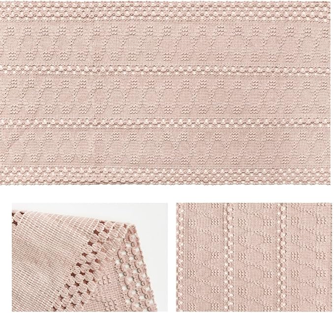 Artoid Mode Pink Woven Farmhouse Hollow Table Runner 12x48 Inch | Holiday - Image 6