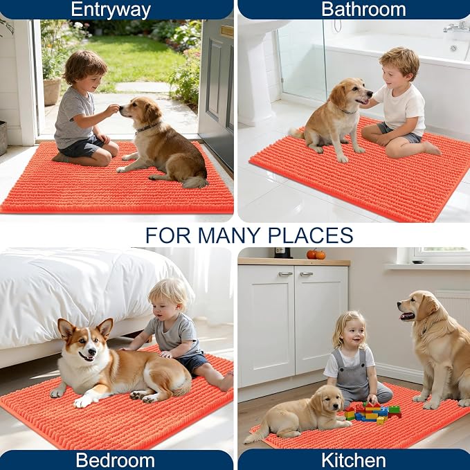 OLANLY Dog Door Mat for Muddy Paws 40x32, Ultra Absorbent Chenille Mud Doormat - Image 8