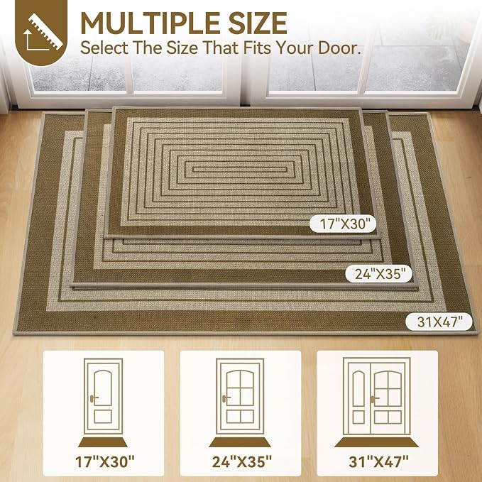 Front Door Mat 17''x30'', Absorbent Dirt Resist Washable Non Slip Low-Profile - Image 2