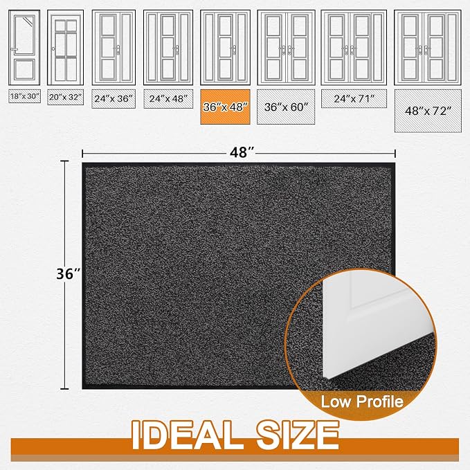 Mibao Front Door Mat Indoor Entrance, Dirt Trapper Welcome Mat - Image 2