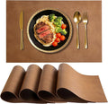 Faux Leather Placemats for Dining Table Set of 4, Edge-Sealed PU Leather Table by Vinjiasin