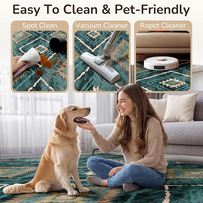 BESTSWEETIE Area Rug 5x7 Rug Machine Washable Non-Slip Low Pile Print Pattern - Image 6