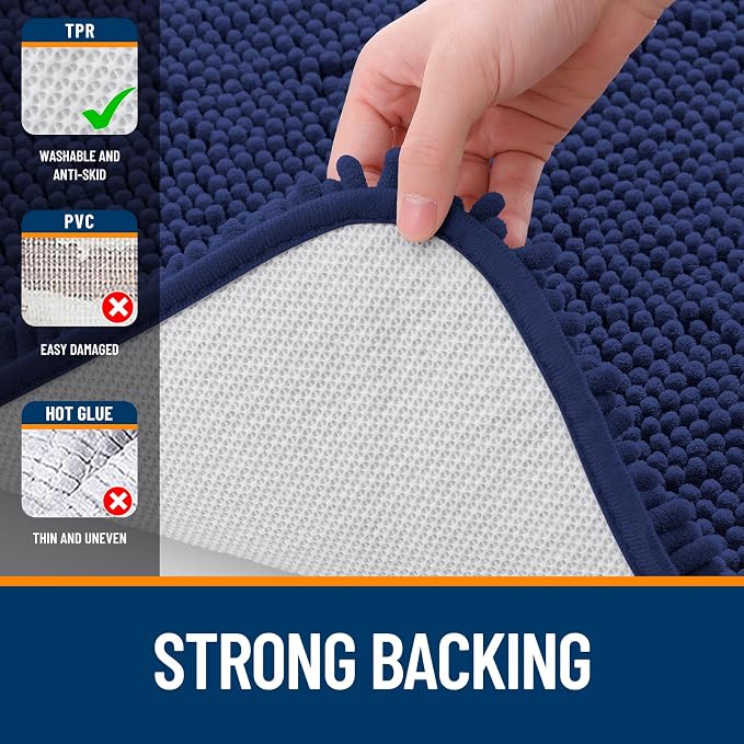 OLANLY Large Bathroom Rugs 70x46, Soft Absorbent Chenille Bath Rugs, Rubber - Image 6