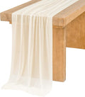 Ling's Moment 10Ft Ivory Chiffon Like Table Runner by LingsMoment