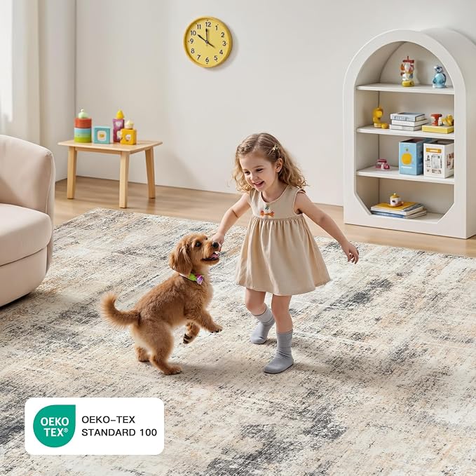 Lofus 5x7 Area Rug for Living Room, Neutral Modern Washable Carpet for Bedroom - Image 5