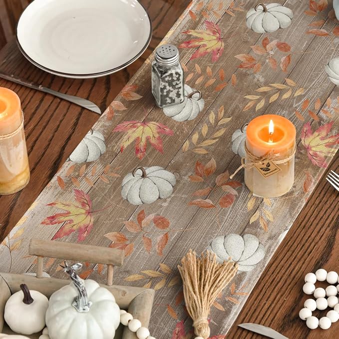 Artoid Mode 210 GSM Fall Table Runner 13x108 Inch Home Party Decor | Pumpkins - Image 4