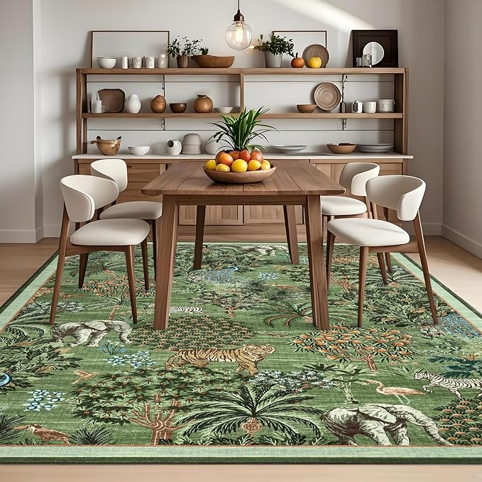 GarveeHome Jungle Animal Print Rug 6x9 Washable Area Rugs - Image 8
