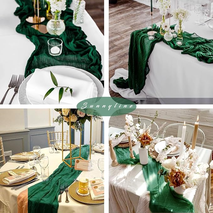 10FT Emerald Green Cheesecloth Table Runner Gauze Fabric 35 x 120 Inches Long - Image 6