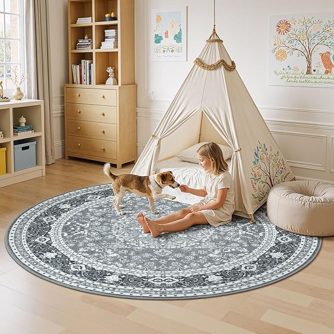 Lessymo 6FT Washable Round Area Rugs - Image 4