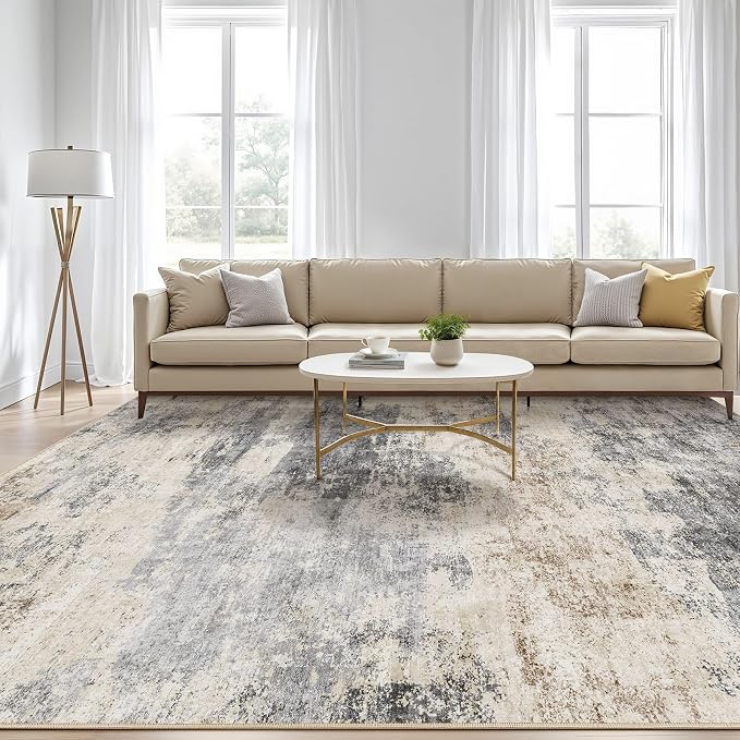 12x18 Area Rugs Living Room: Washable Large Abstract Modern Soft Rugs Stain - Image 5