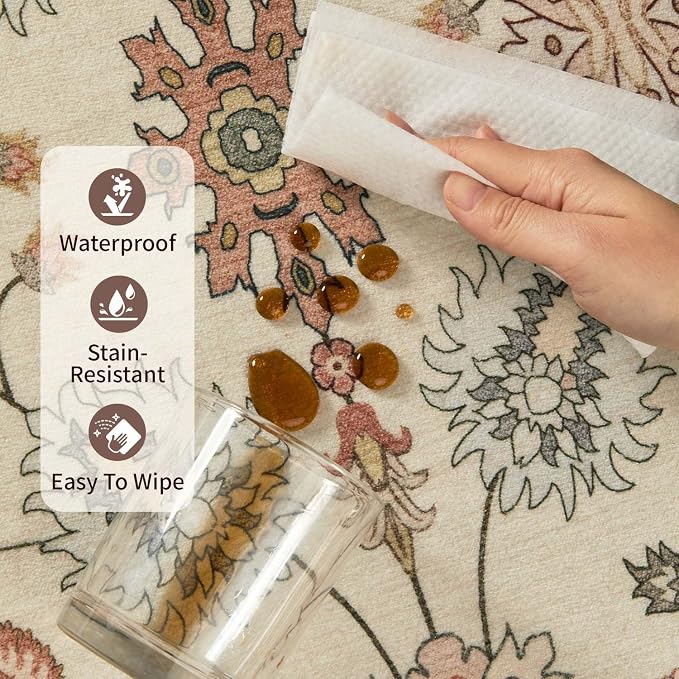 Rugxara Door Mat Floral Entryway Rug, Washable Samll 2x3 Rug, Boho Front Door - Image 10