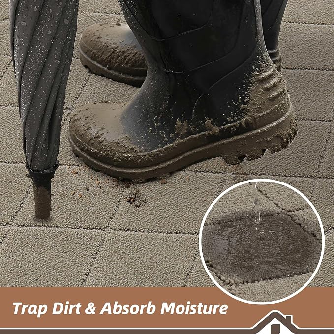 BEQHAUSE Dirt Trapper Door Mat 20" x 32", Doormat Non-Slip Entryway Rugs - Image 3
