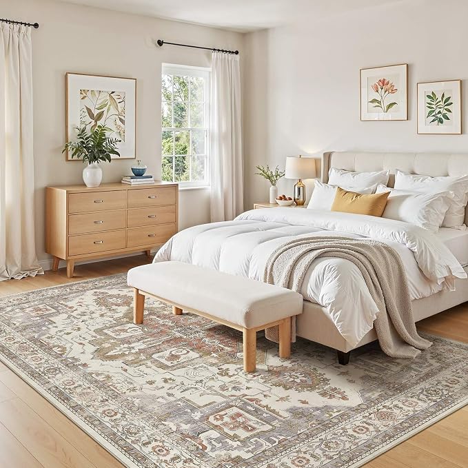 8x10 Washable Area Rugs for Living Room, Large Rug Non Slip Backing Vintage - Image 5