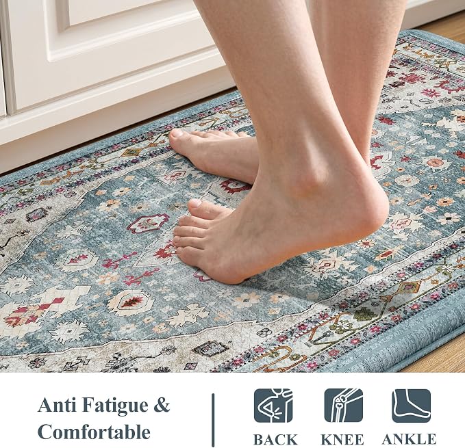 Collive Boho Kitchen Rugs and Mats 2PCS Cushioned Anti-Fatigue Floor Mat - Image 3