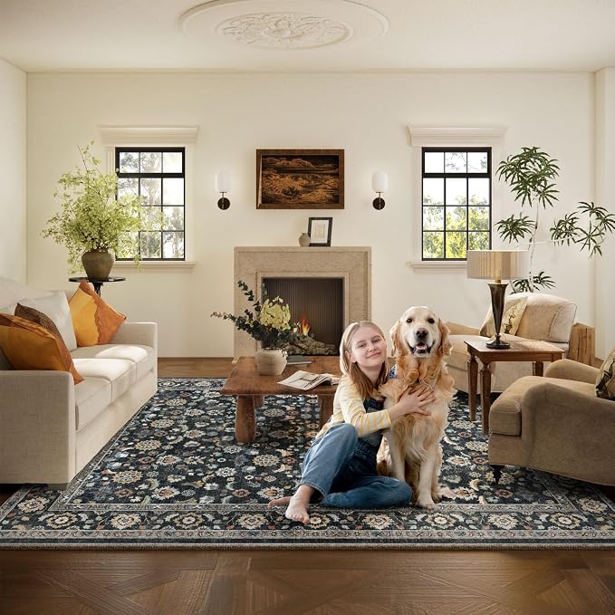 Washable Area Rugs for Living Room: 9x12 Bedroom Rug Vintage Boho Area Rug - Image 6