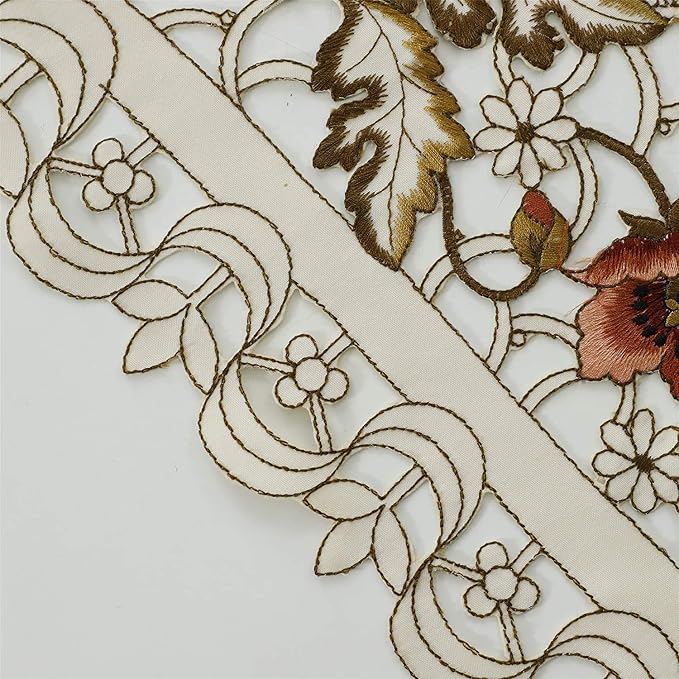 Arzoe Vintage European Flower Lace Table Runner Elegant Runners Cabinet Dining - Image 4