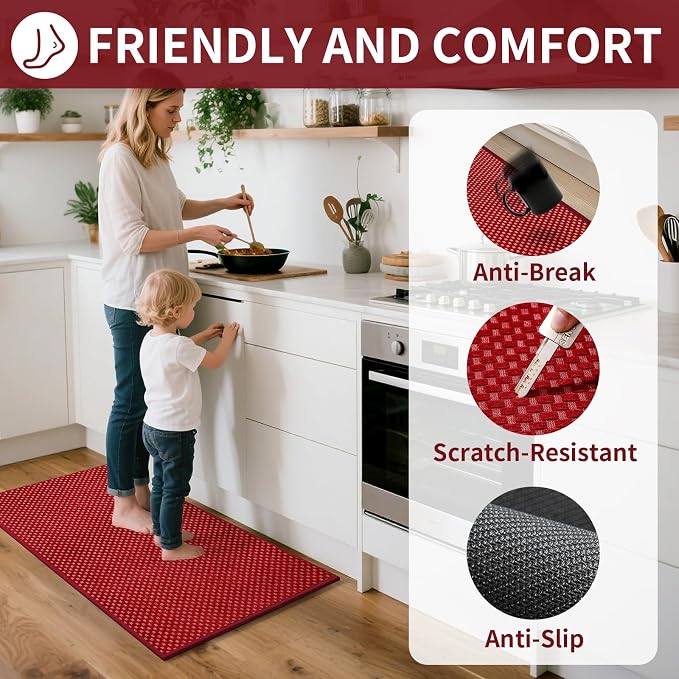 YDKGL Kitchen Rugs Non Slip Washable, Rubber Backing Soft Chenille Braided - Image 3