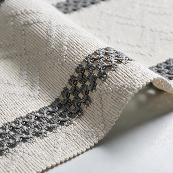 Artoid Mode Dark Grey Stripe Woven Rustic Table Runner 12x72 Inch | Holiday - Image 6