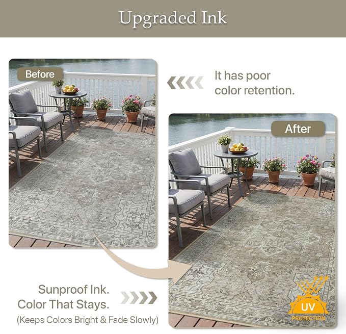 GENIMO Outdoor & Indoor Area Rug 4'x6', Waterproof, Non-Shedding, Easy Cleaning - Image 5