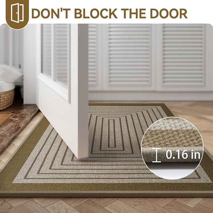 Front Door Mat 17''x30'', Absorbent Dirt Resist Washable Non Slip Low-Profile - Image 7