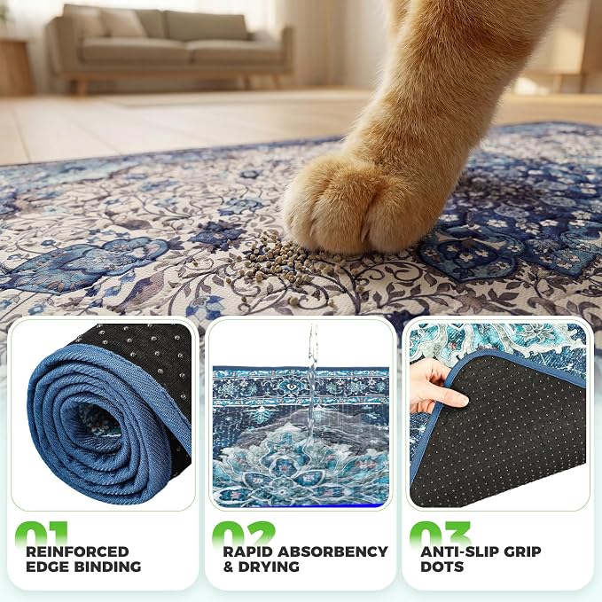 Hompet Cat Litter Mat 2 Pack, 36x36 Large Machine Washable Trapping Mats - Image 5