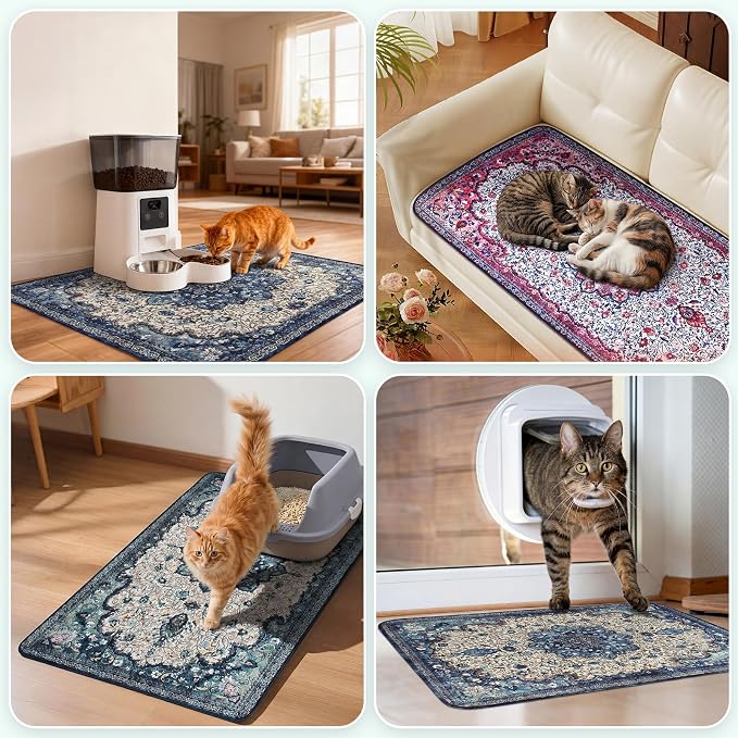 Hompet Cat Litter Mat 2 Pack, 35x60 Large Machine Washable Trapping Mats - Image 4