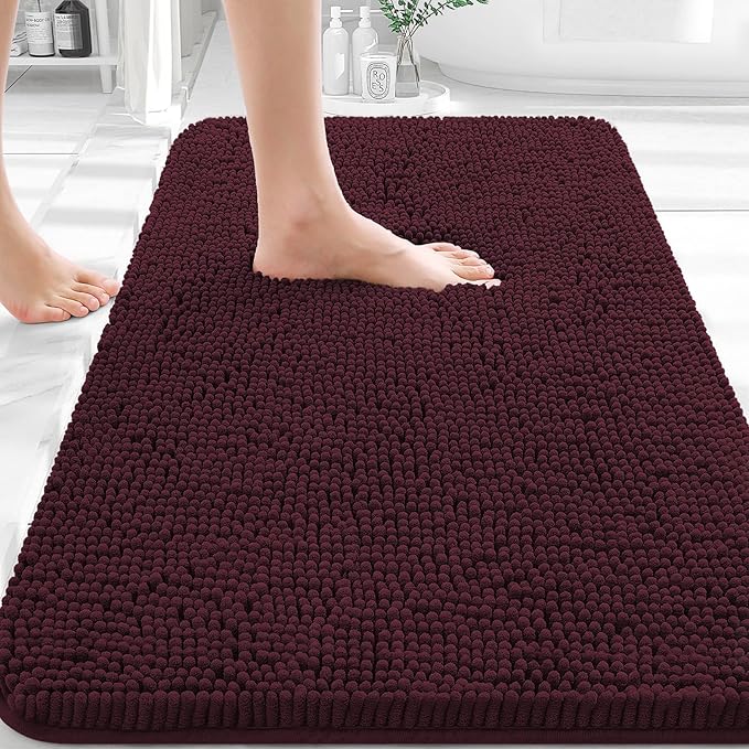 OLANLY Bathroom Rugs 30x20, Extra Soft Absorbent Chenille Bath Rugs, Rubber by OLANLY