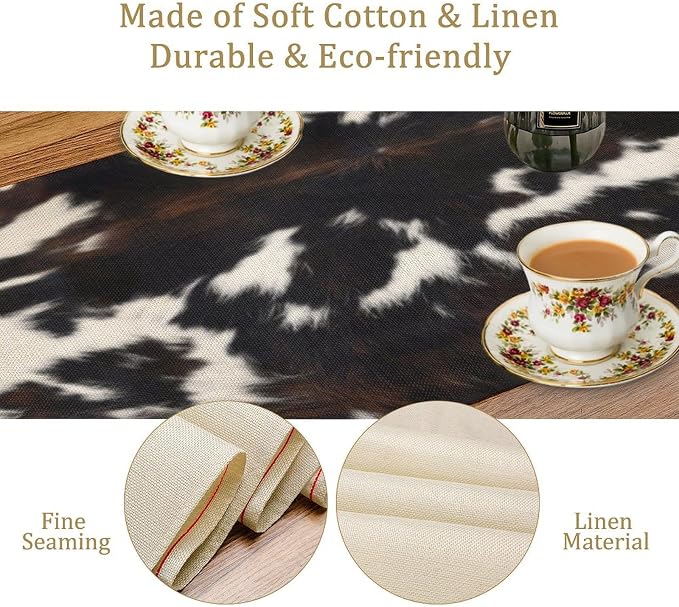 Cow Print Table Runner, 13x36 Inch - Image 5