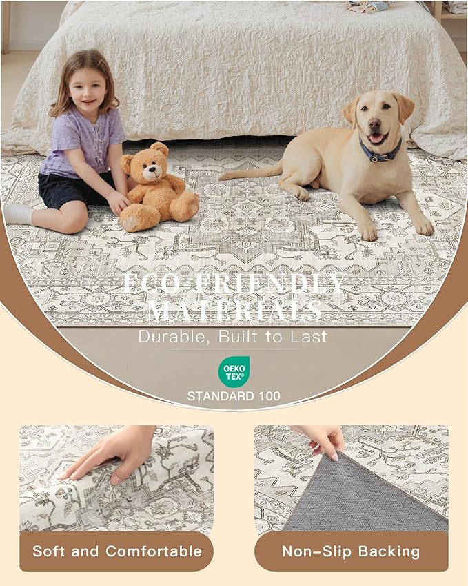Madane Hallway Runner Rug 2'6''x10' Kitchen Runner, Non Slip Vintage Runners - Image 5