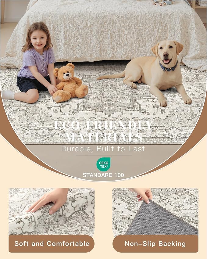 Madane Hallway Runner Rug 2'6''x14', Non Slip Vintage Runners - Image 5