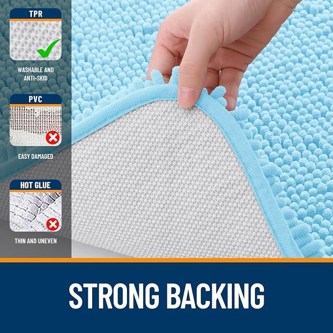 OLANLY Bathroom Runner Rugs 59x20, Soft Absorbent Chenille Bath Rugs, Rubber - Image 6