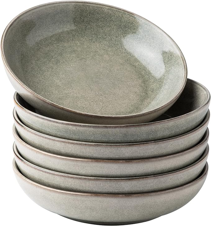 AmorArc 8.5'' Large Pasta Bowls, 36oz Stoneware Pasta Serving Bowls Set of 6 by AmorArc