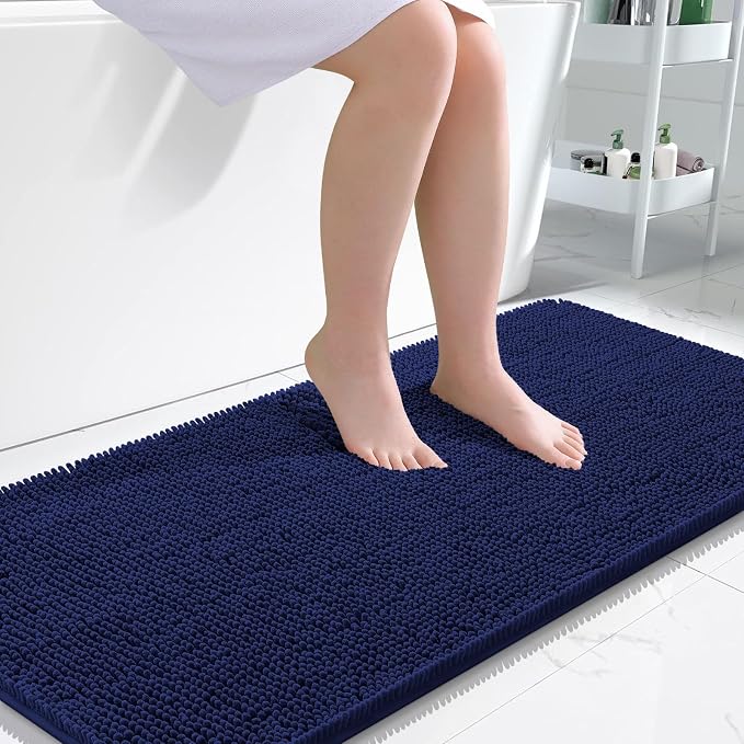 OLANLY Bathroom Runner Rugs 47x24, Soft Absorbent Chenille Bath Rugs, Rubber by OLANLY