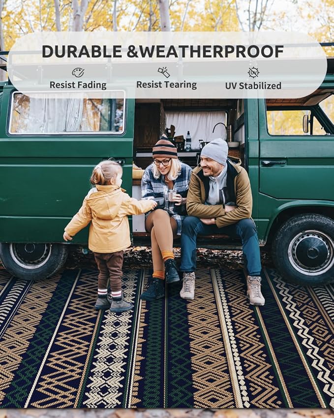 MontVoo Outdoor Rug Carpet Waterproof-Patio Rug Mat 8x10 Reversible RV Outdoor - Image 4