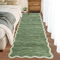 GarveeHome Scalloped Washable Runner Rug 2x6 Runner Abstract Modern Green by GarveeHome