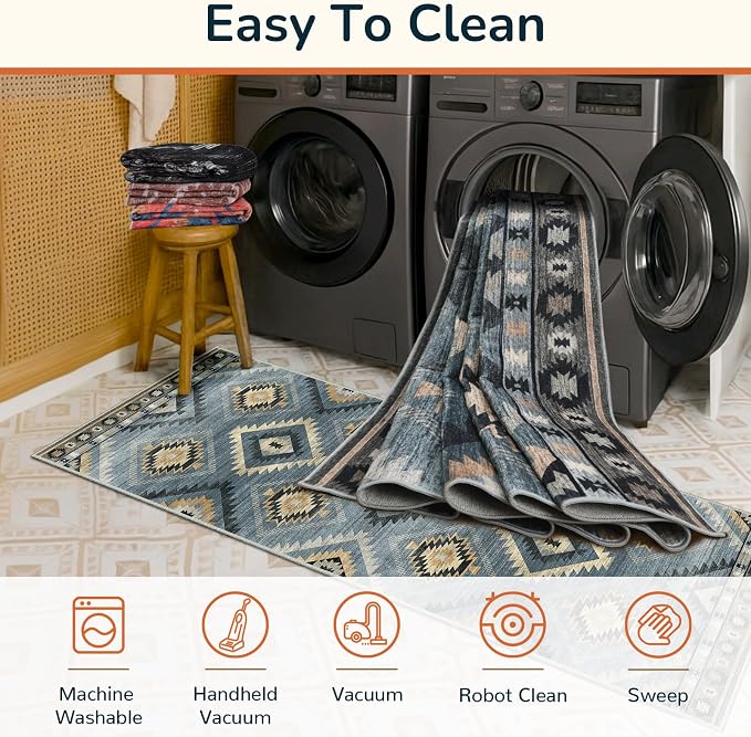 BESTSWEETIE Area Rug 6x9 Rug Machine Washable Rug Non-Slip Low Pile Print - Image 4