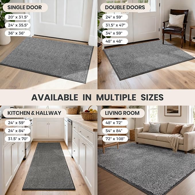 PURRUGS Dirt Trapping Door Mat 31.5" x 47", Non-Slip Machine Washable Entryway - Image 9