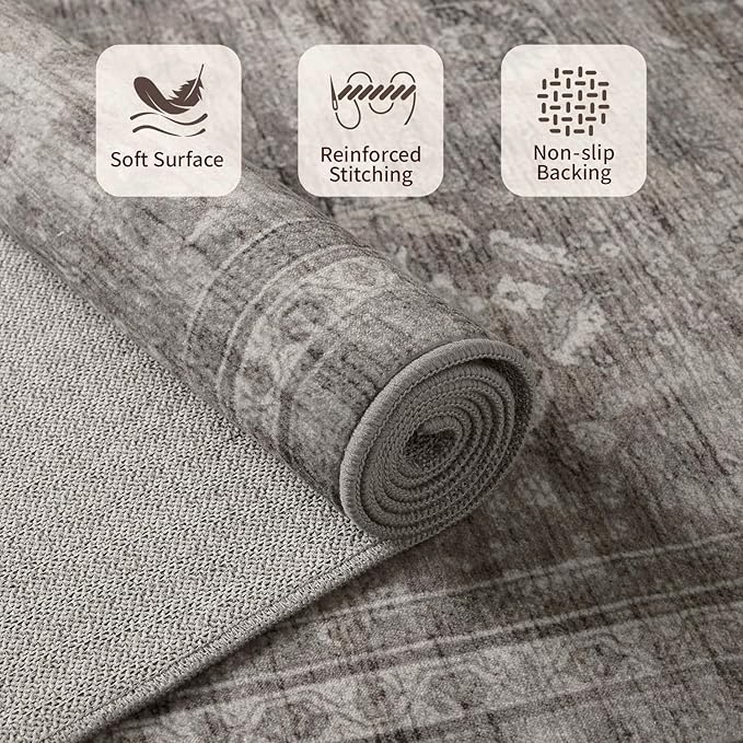 Rugxara 4ft Circle Rug, Soft Round Rug, Washable Non Slip Boho Area Rug - Image 2