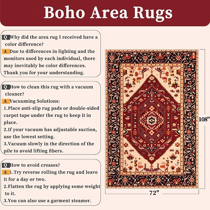 SERISSA 6x9 Area Rugs for Living Room, Large Washable Non-Slip Boho Rug - Image 2