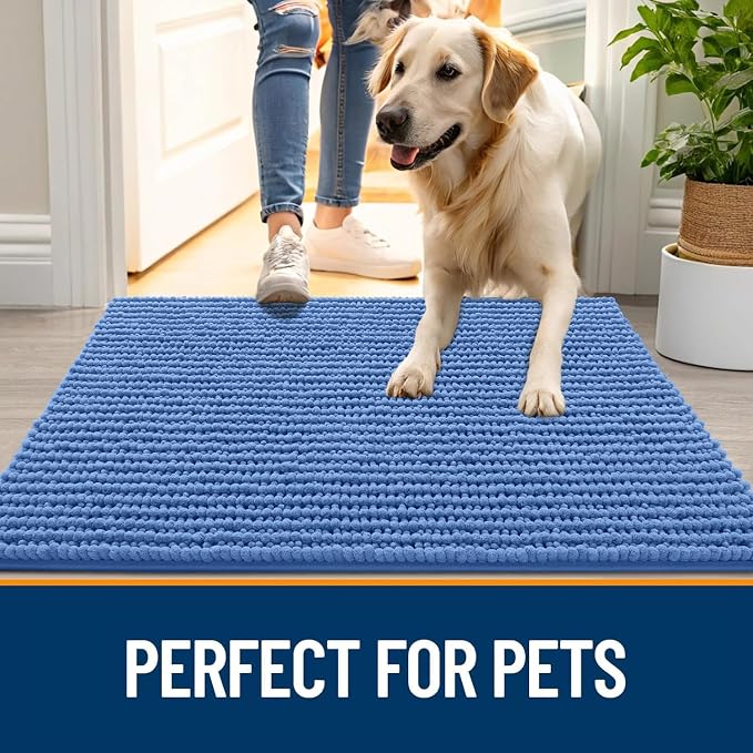 OLANLY Dog Door Mat for Muddy Paws 40x32, Ultra Absorbent Chenille Mud Doormat - Image 6