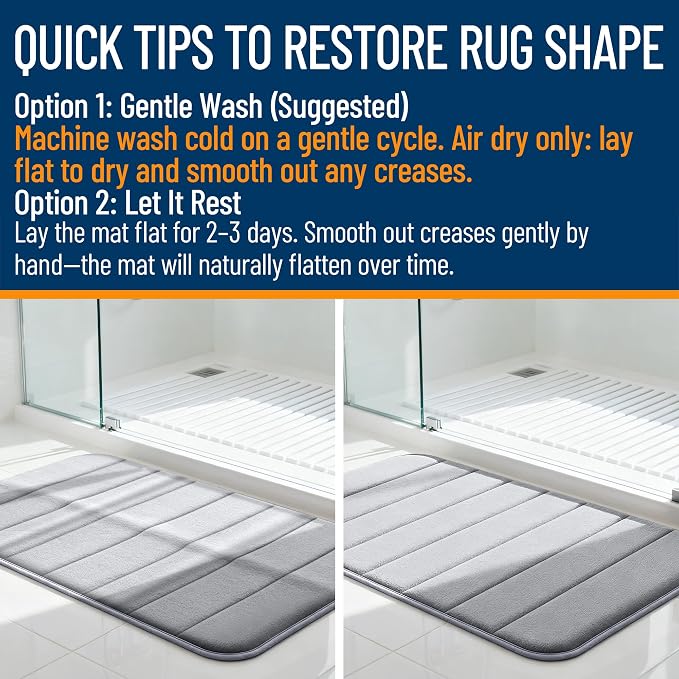 OLANLY Memory Foam Bath Mat 30x20, Super Soft Absorbent Bathroom Rugs, Quick Dry - Image 3