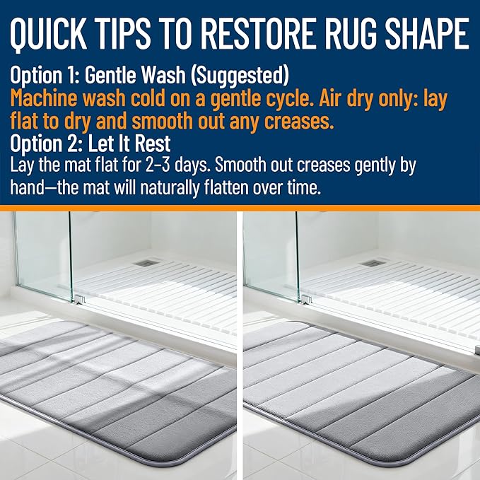 OLANLY Memory Foam Bath Mat 24x16, Super Soft Absorbent Bathroom Rugs, Quick Dry - Image 3