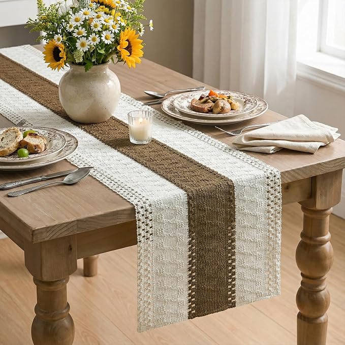 Artoid Mode Coffee Farmhouse Rustic Table Runner 12x120 Inch | Seasonal Holiday - Image 4