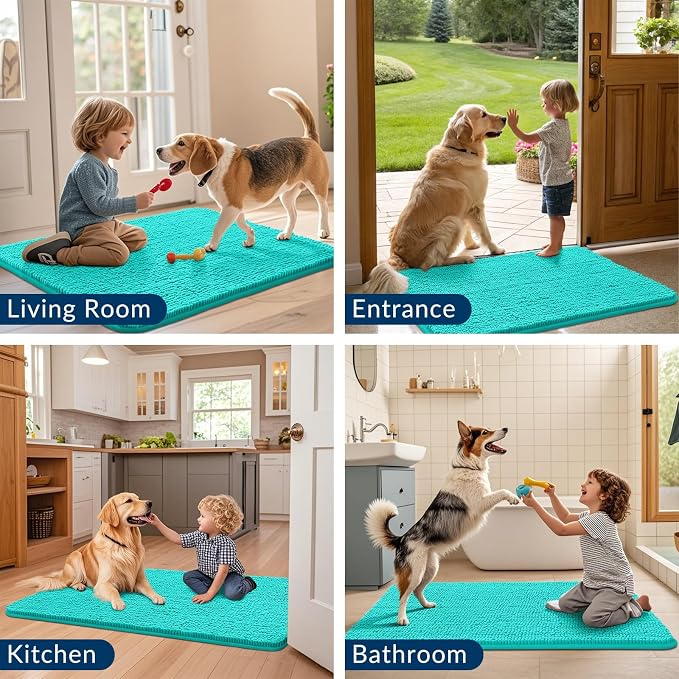 Smiry Dog Door Mat for Muddy Paws 54x32, Absorbent Dirt Trapper, Non-Slip - Image 7